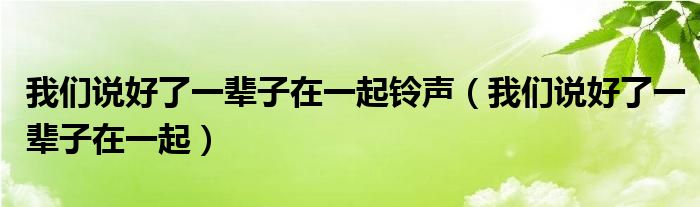 我们说好了一辈子在一起铃声（我们说好了一辈子在一起）