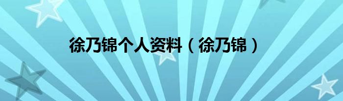 徐乃锦个人资料（徐乃锦）