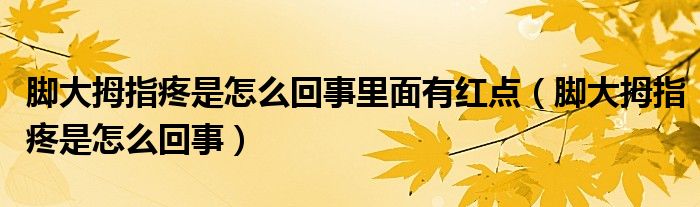 脚大拇指疼是怎么回事里面有红点（脚大拇指疼是怎么回事）