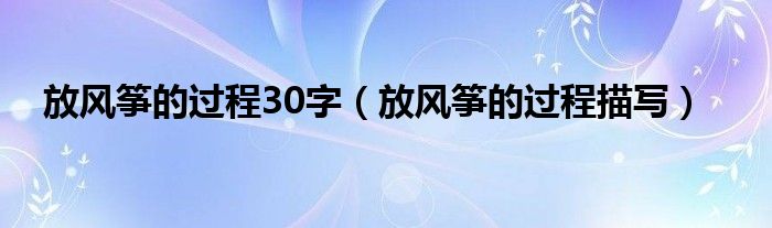 放风筝的过程30字（放风筝的过程描写）