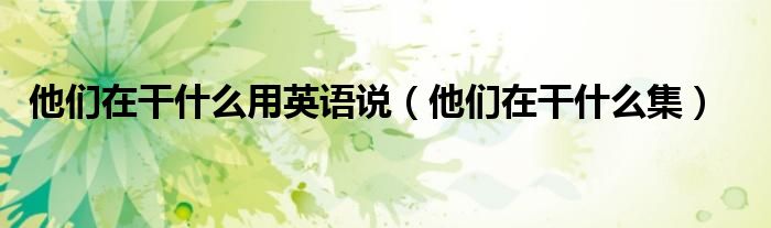 他们在干什么用英语说（他们在干什么集）