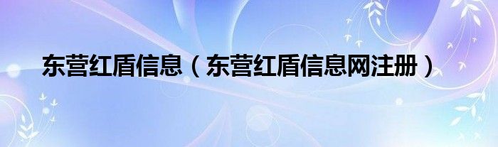 东营红盾信息（东营红盾信息网注册）