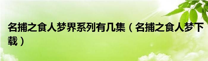 名捕之食人梦界系列有几集（名捕之食人梦下载）