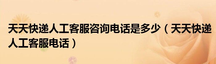 天天快递人工客服咨询电话是多少（天天快递人工客服电话）