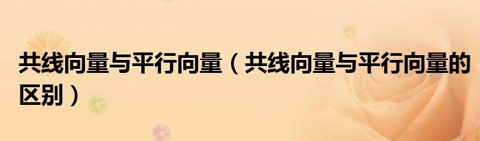 共线向量与平行向量（共线向量与平行向量的区别）