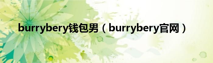 burrybery钱包男（burrybery官网）