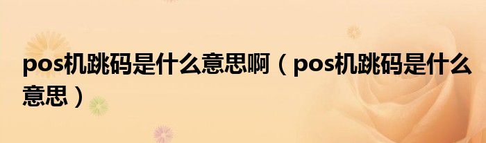 pos机跳码是什么意思啊（pos机跳码是什么意思）