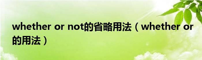 whether or not的省略用法（whether or的用法）