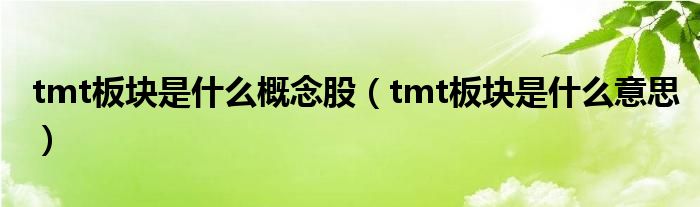 tmt板块是什么概念股（tmt板块是什么意思）