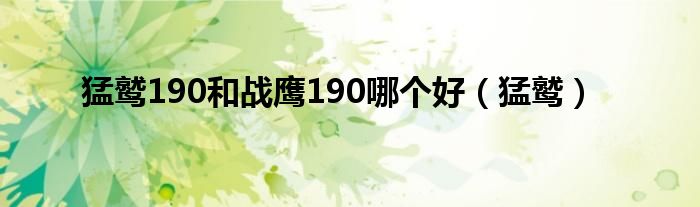 猛鹫190和战鹰190哪个好（猛鹫）