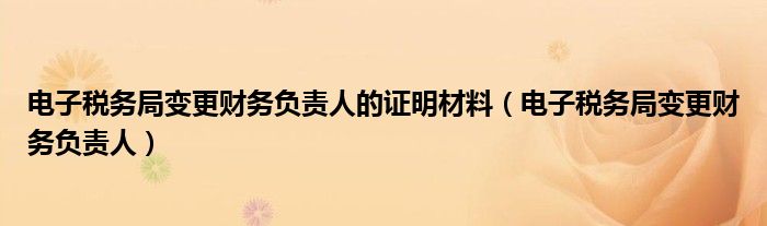 电子税务局变更财务负责人的证明材料（电子税务局变更财务负责人）