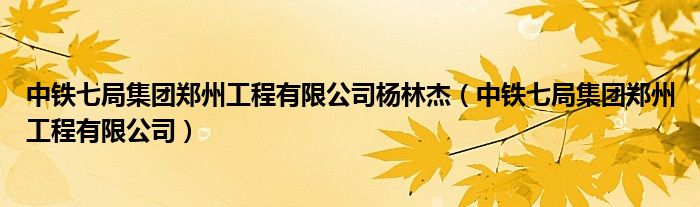 中铁七局集团郑州工程有限公司杨林杰（中铁七局集团郑州工程有限公司）