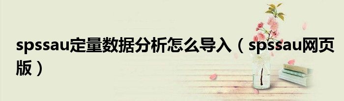 spssau定量数据分析怎么导入（spssau网页版）