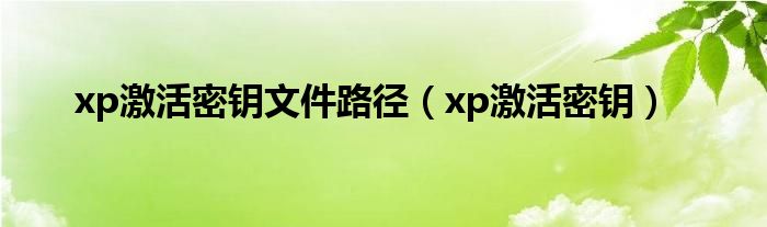 xp激活密钥文件路径（xp激活密钥）