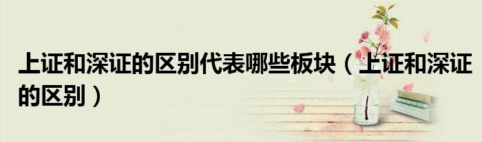 上证和深证的区别代表哪些板块（上证和深证的区别）