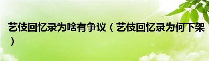 艺伎回忆录为啥有争议（艺伎回忆录为何下架）