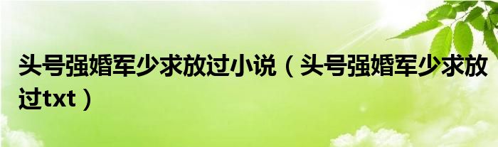 头号强婚军少求放过小说（头号强婚军少求放过txt）