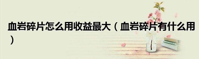血岩碎片怎么用收益最大（血岩碎片有什么用）