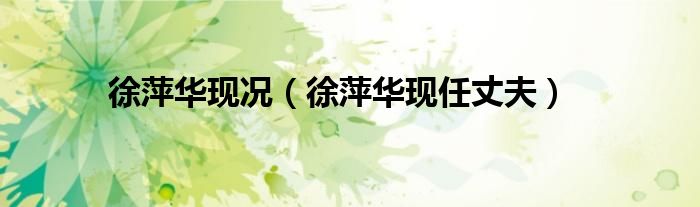 徐萍华现况（徐萍华现任丈夫）