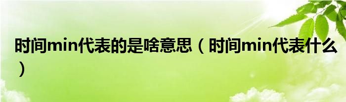 时间min代表的是啥意思（时间min代表什么）