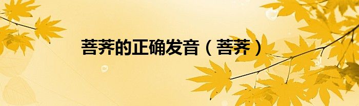 菩荠的正确发音（菩荠）