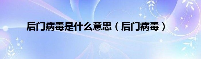 后门病毒是什么意思（后门病毒）