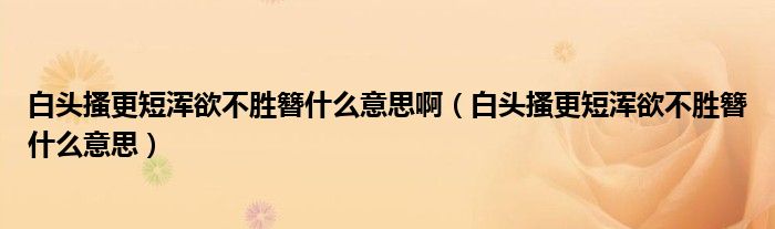 白头搔更短浑欲不胜簪什么意思啊（白头搔更短浑欲不胜簪什么意思）