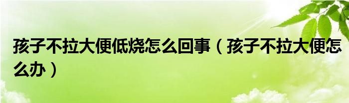 孩子不拉大便低烧怎么回事（孩子不拉大便怎么办）