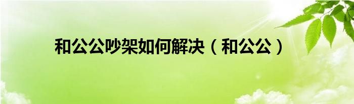 和公公吵架如何解决（和公公）