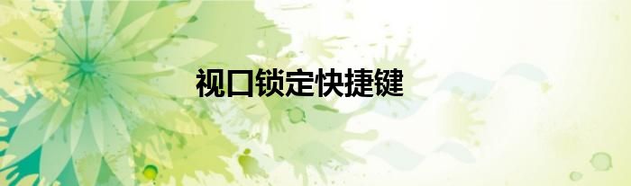 视口锁定快捷键
