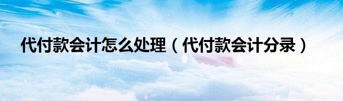 代付款会计怎么处理（代付款会计分录）