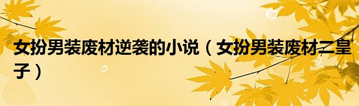 女扮男装废材逆袭的小说（女扮男装废材二皇子）
