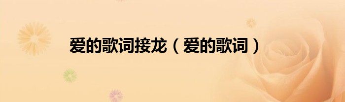 爱的歌词接龙（爱的歌词）