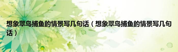 想象翠鸟捕鱼的情景写几句话（想象翠鸟捕鱼的情景写几句话）