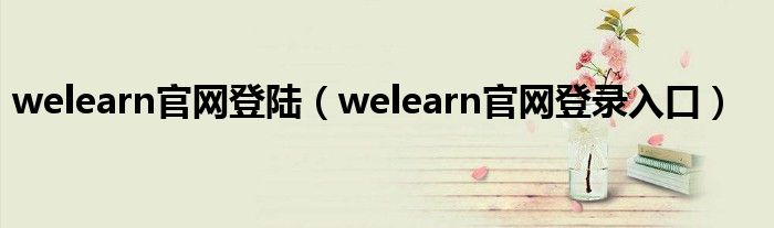 welearn官网登陆（welearn官网登录入口）