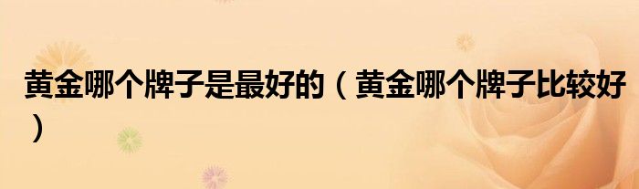 黄金哪个牌子是最好的（黄金哪个牌子比较好）