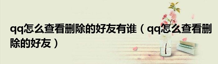 qq怎么查看删除的好友有谁（qq怎么查看删除的好友）