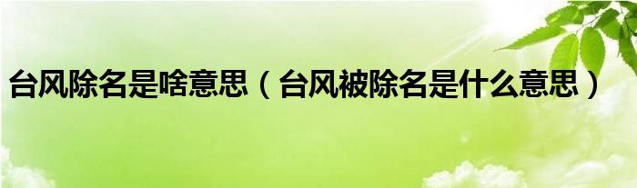 台风除名是啥意思（台风被除名是什么意思）