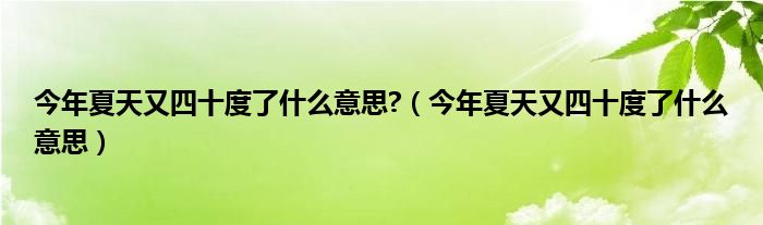 今年夏天又四十度了什么意思?（今年夏天又四十度了什么意思）