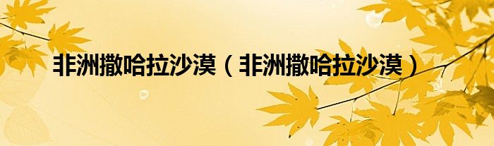 非洲撒哈拉沙漠（非洲撒哈拉沙漠）