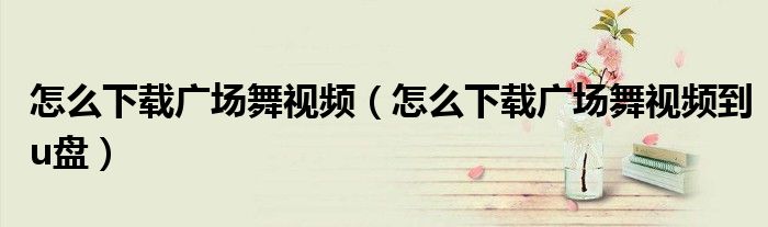 怎么下载广场舞视频（怎么下载广场舞视频到u盘）