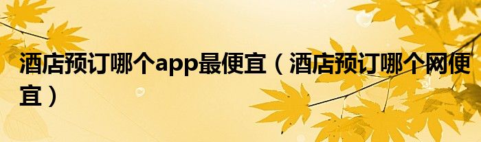 酒店预订哪个app最便宜（酒店预订哪个网便宜）