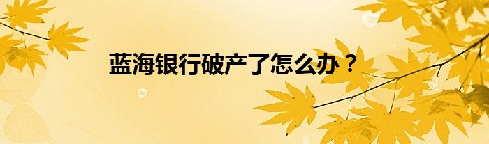 蓝海银行破产了怎么办？