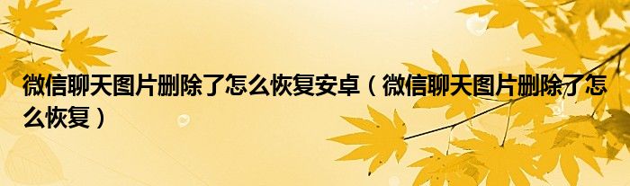 微信聊天图片删除了怎么恢复安卓（微信聊天图片删除了怎么恢复）