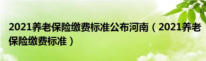 2021养老保险缴费标准公布河南（2021养老保险缴费标准）