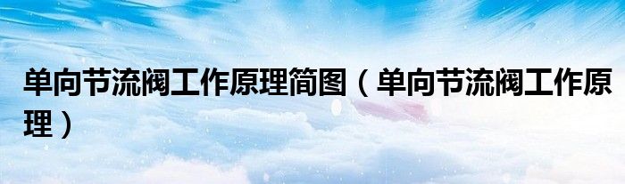 单向节流阀工作原理简图（单向节流阀工作原理）
