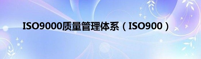 ISO9000质量管理体系（ISO900）