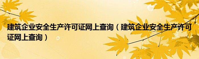 建筑企业安全生产许可证网上查询（建筑企业安全生产许可证网上查询）