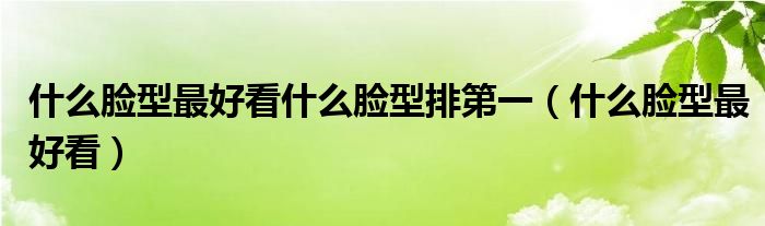 什么脸型最好看什么脸型排第一（什么脸型最好看）