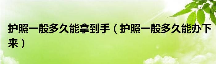 护照一般多久能拿到手（护照一般多久能办下来）